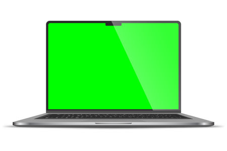 Laptop with green screen isolated on white background. vector illustration.のイラスト素材