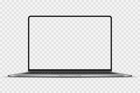 Laptop with blank screen isolated on transparent background. vector illustration.のイラスト素材