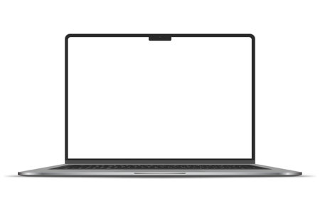 Laptop computer with blank screen isolated on white background. 3D rendering.のイラスト素材