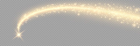 Gold glittering light effect. Vector sparkles on transparent background.のイラスト素材