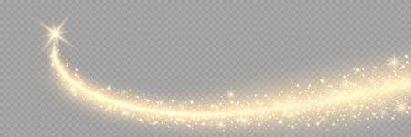 White sparks and golden stars shine with special light. Vector sparkles on a transparent background. Christmas light effect. Sparkling magical dust particles.のイラスト素材