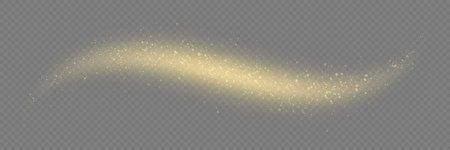 dust particles. Golden dust trail. Vector sparkles on a transparent background.のイラスト素材