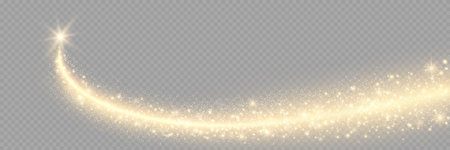 White sparks and golden stars shine with special light. Vector sparkles on a transparent background. Christmas light effect. Sparkling magical dust particles.のイラスト素材