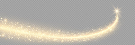 The dust sparks and golden stars shine with special light. Vector sparkles on a transparent background. Christmas light effect. Sparkling magical dust particles.のイラスト素材