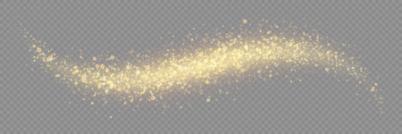 Gold dust sparks and golden stars shine with special light. Vector sparkles on a transparent background. Christmas light effect. Sparkling magical dust particles.のイラスト素材