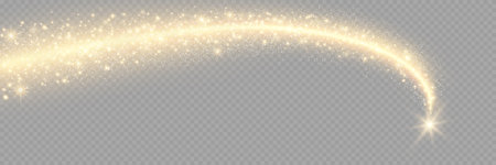 White sparks and golden stars shine with special light. Vector sparkles on a transparent background. Christmas light effect. Sparkling magical dust particles.のイラスト素材
