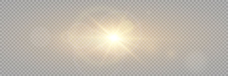 Light flare special effect with rays of light and magic sparkles. Glow transparent vector light effect set, explosion, glitter, spark, sun flash.のイラスト素材