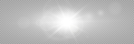 White glowing light explodes on a transparent background. Sparkling magical dust particles. Bright Star. Transparent shining sun, bright flash. Vector sparkles.のイラスト素材