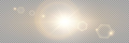 Lens flare light effect. Sun flash with rays of light. vector illustration.のイラスト素材