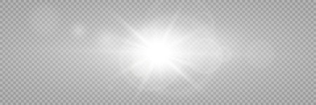 White glowing light explodes on a transparent background. Sparkling magical dust particles. Bright Star. Transparent shining sun, bright flash. Vector sparkles.のイラスト素材