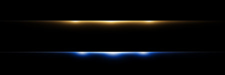 Set of two horizontal banners with light effects. vector illustration. Black background.のイラスト素材