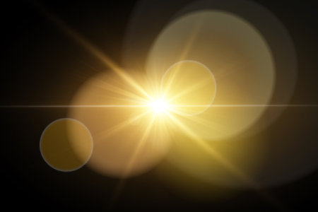 sun burst with lens flare and bokeh effect. abstract background.のイラスト素材
