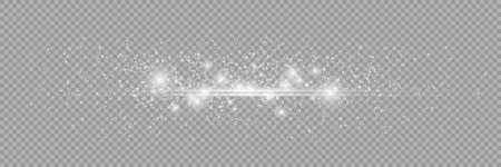 White sparks and golden stars shine with special light. Vector sparkles on a transparent background. Christmas light effect. Sparkling magical dust particles.のイラスト素材