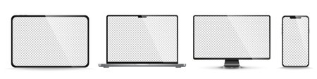 Realistic computer monitor with blank screen isolated on white background. vector illustration.のイラスト素材