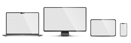 Realistic Detailed 3d Laptop, Tablet, Smartphone. vectorのイラスト素材