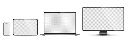Realistic Detailed 3d Laptop, Tablet, Smartphone. vectorのイラスト素材
