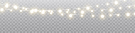 christmas lights. Garlands decorations. Xmas glowing lights effects.のイラスト素材