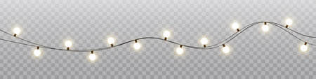 christmas lights. Garlands decorations. Xmas glowing lights for Xmas Holiday cards, banners, posters, web design.のイラスト素材