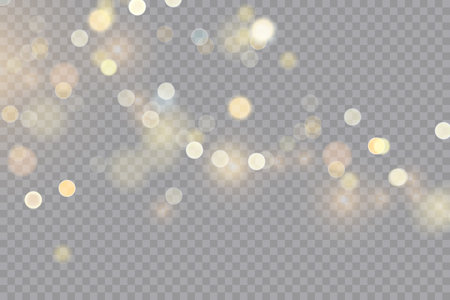bokeh light effect. Golden bokeh light effect isolated on transparent background. vector illustrationのイラスト素材