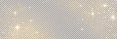 The dust sparks and golden stars shine with special light. Vector sparkles on a transparent background. Christmas light effect. Sparkling magical dust particles.のイラスト素材