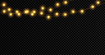 Christmas lights isolated on transparent background. Xmas glowing garland.のイラスト素材