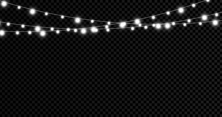 Christmas lights isolated on transparent background. Xmas glowing garland.のイラスト素材