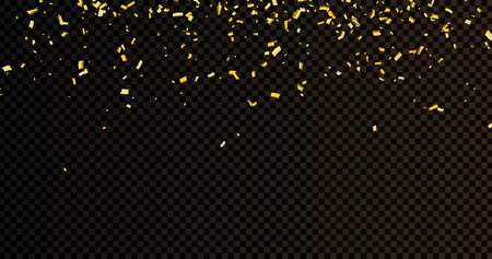 Gold confetti isolated on transparent background. Festive vector illustration.のイラスト素材