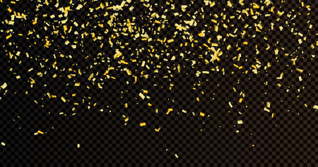Gold confetti on a transparent background. Luxury festive background. design element. vector illustrationのイラスト素材