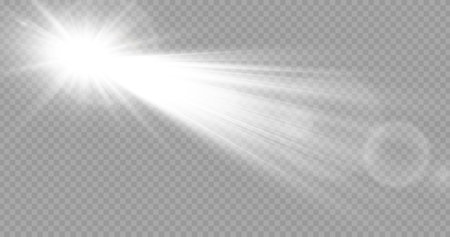 White glowing light explodes on a transparent background. Sparkling magical dust particles. Bright Star. Transparent shining sun, bright flash. Vector sparkles.のイラスト素材