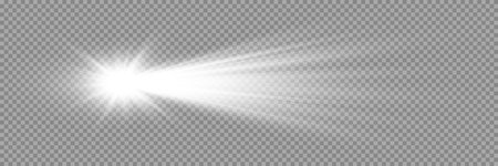 White glowing light explodes on a transparent background. Sparkling magical dust particles. bright star. Transparent shining sun, bright flash. To center a bright flash.のイラスト素材