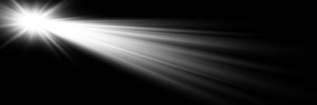 Abstract sunburst with lens flare and bokeh effect on black backgroundのイラスト素材