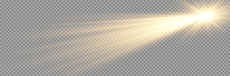 Vector transparent sunlight special lens flare light effect. Sun flash with rays and spotlight.のイラスト素材