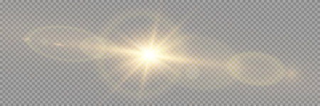 Vector transparent sunlight special lens flare light effect. Sun flash with rays and spotlight.のイラスト素材