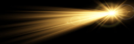 sunlight special lens flare light effect. Sun flash with rays and spotlightのイラスト素材