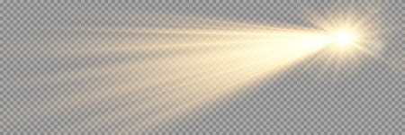 Vector transparent sunlight special lens flare light effect. Sun flash with rays and spotlight.のイラスト素材