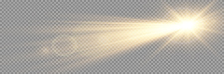 Light flare special effect with rays of light and magic sparkles. Glow transparent vector light effect set, explosion, glitter, spark, sun flash, burst.のイラスト素材