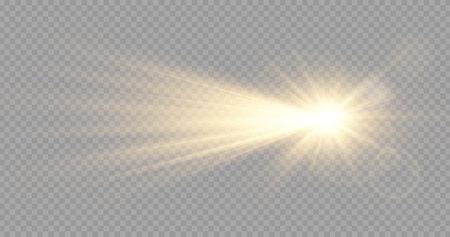 Light flare special effect with rays of light and magic sparkles. Glow transparent vector light effect set, explosion, glitter, spark, sun flash, rays and stars.のイラスト素材