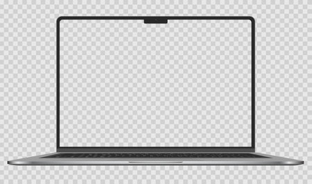 Realistic laptop with blank screen isolated on transparent background. vector illustration.のイラスト素材