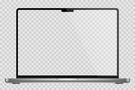Realistic laptop with blank screen. Vector illustration isolated on transparent background.のイラスト素材