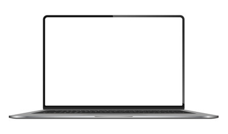 Laptop with blank screen isolated on white background. 3D rendering.のイラスト素材