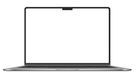 Laptop with blank screen isolated on white background. 3D rendering.のイラスト素材