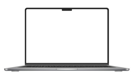 Laptop with blank screen isolated on white background. 3D rendering.のイラスト素材