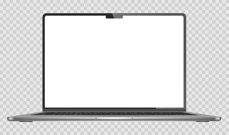 Laptop with blank screen isolated on transparent background. vector illustration.のイラスト素材