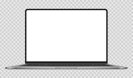 Laptop with blank screen isolated on transparent background. vector illustration.のイラスト素材