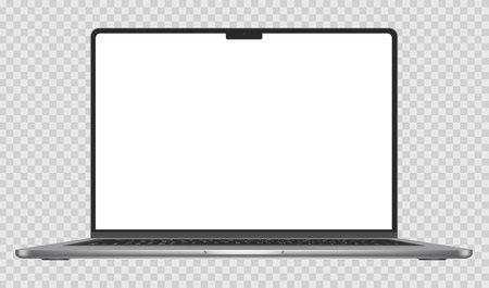 Laptop with blank screen isolated on transparent background. vector illustration.のイラスト素材