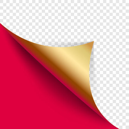 Curled paper with corner shadow on transparent background. vector illustration.のイラスト素材