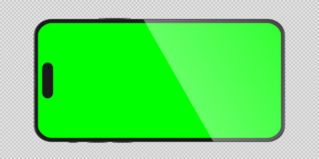 Smartphone with green screen on transparent background. vector illustration.のイラスト素材