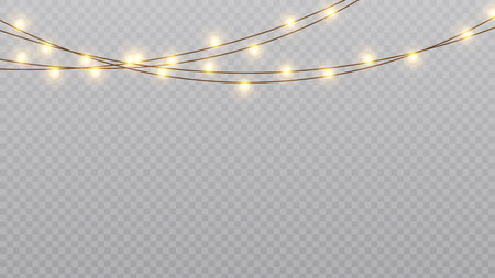 christmas lights. Garlands decorations. Christmas lights isolated on transparent background. vector illustrationのイラスト素材