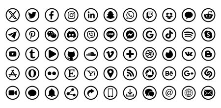 Set of social media icons. Social network icons. Vector illustration.のイラスト素材