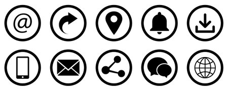 Set of black icons for communication on a white background. Vector illustrationのイラスト素材